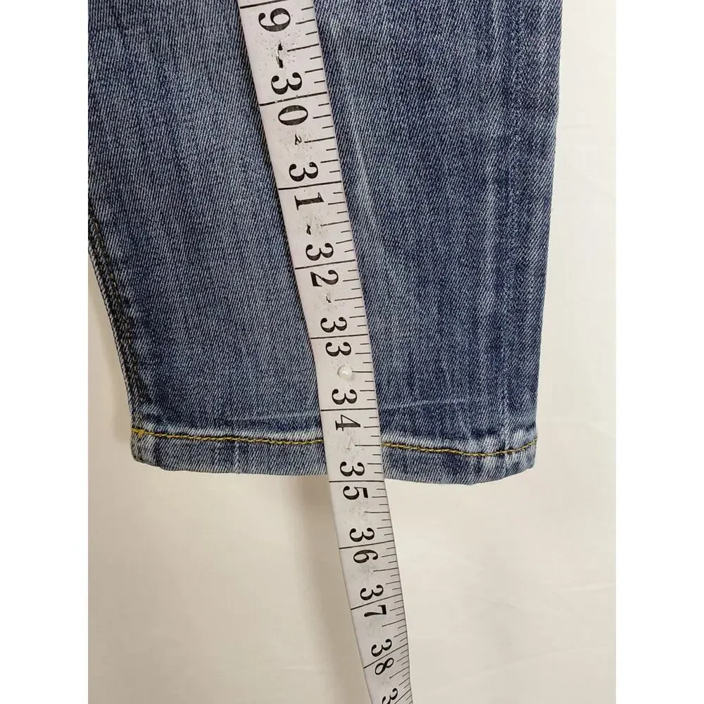 Guess Blue  Medium Wash Rhinestone Pocket Skinny Jeans Women Size 31